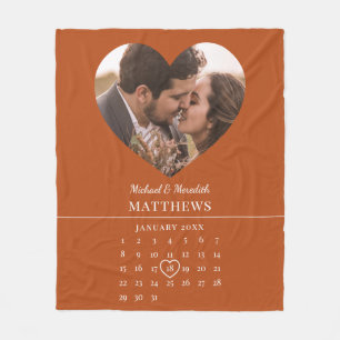 Couverture Polaire Calendrier moderne de mariage d'automne orange pou
