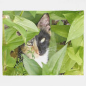 Couverture Polaire Calico Cat dans les Zinnias (Devant (Horizontal))