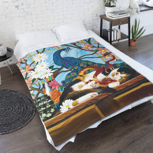 Couverture Polaire Calico Cat Dragon Rouge