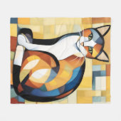 Couverture Polaire Calico Cubisme Une Feline (Devant (Horizontal))