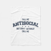Couverture Polaire Call Me Antisocial But Don't Actually Call Me Funn (Devant)