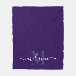Couverture Polaire Calligraphie de monogramme violet minimal