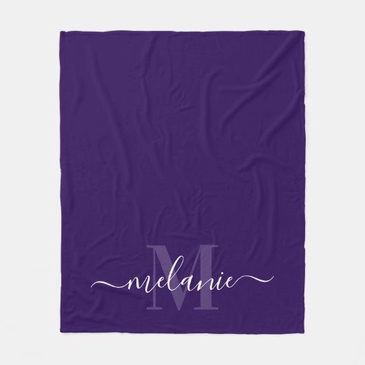 Couverture Polaire Calligraphie de monogramme violet minimal (Devant)