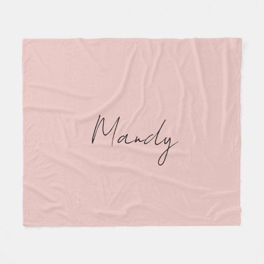 Couverture Polaire Calligraphie Élégant Rose Or Plaine Nom simple (Devant (Horizontal))
