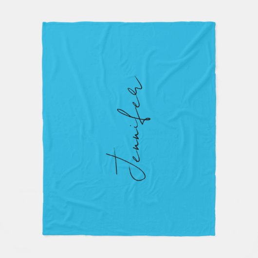 Couverture Polaire Calligraphie Élégante Plaque Simple Nom Bleu (Devant)