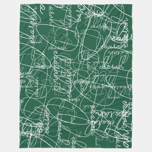 Couverture Polaire Calligraphie moderne Motif des Signatures sur Vert (Devant)