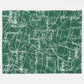Couverture Polaire Calligraphie moderne Motif des Signatures sur Vert (Devant (Horizontal))