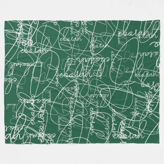 Couverture Polaire Calligraphie moderne Motif des Signatures sur Vert (Devant (Horizontal))
