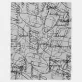 Couverture Polaire Calligraphie Motif des signes noirs sur gris (Devant)