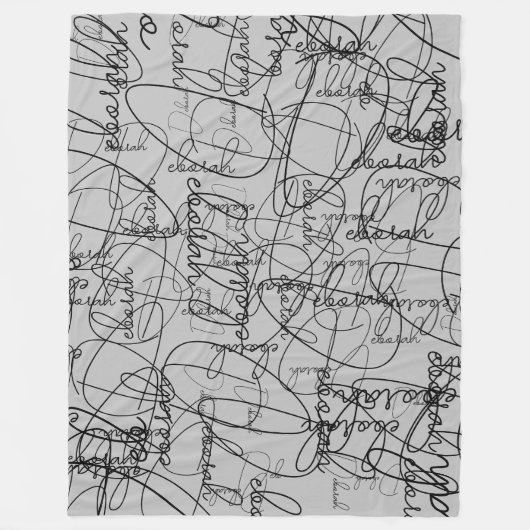 Couverture Polaire Calligraphie Motif des signes noirs sur gris (Devant)