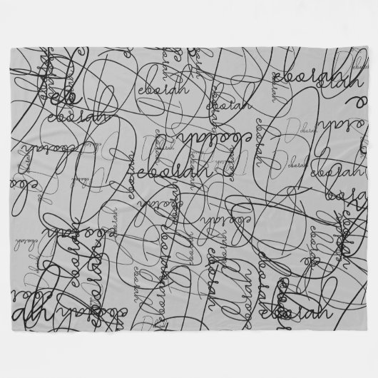 Couverture Polaire Calligraphie Motif des signes noirs sur gris (Devant (Horizontal))