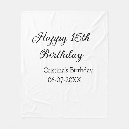Couverture Polaire calligraphie simple minimum heureux 15e anniversai (Devant)