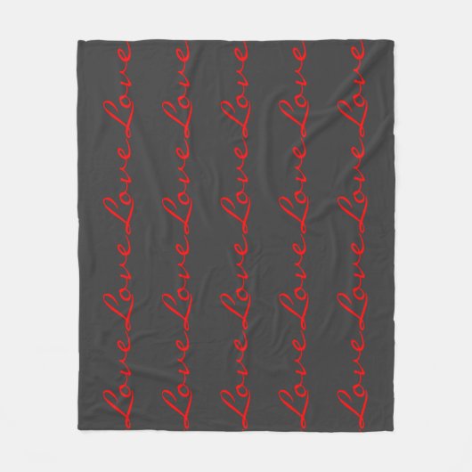 Couverture Polaire Calligraphie Tendance Grise Rouge Amour Mariage (Devant)