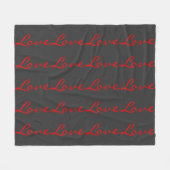 Couverture Polaire Calligraphie Tendance Grise Rouge Amour Mariage (Devant (Horizontal))