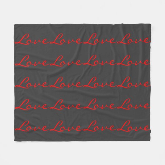 Couverture Polaire Calligraphie Tendance Grise Rouge Amour Mariage (Devant (Horizontal))