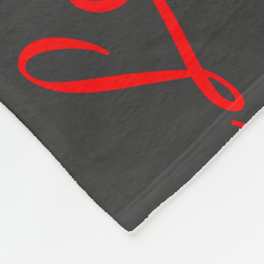 Couverture Polaire Calligraphie Tendance Grise Rouge Amour Mariage (Coin)