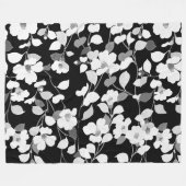Couverture Polaire CAMELLIAS BLANCS NOIRS, FEUILLES, FOLIAGE, Floral  (Devant (Horizontal))