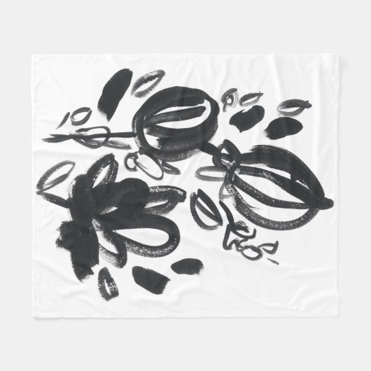 Couverture Polaire Cameo Bloom - Noir et Blanc (Devant (Horizontal))