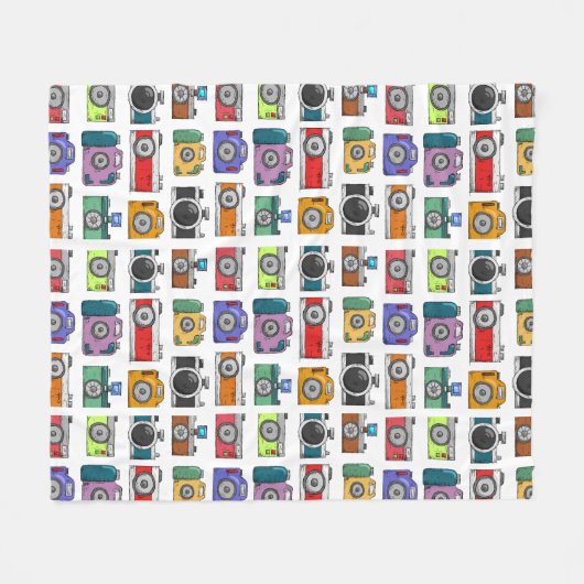 Couverture Polaire Caméras rétro coloré Motif illustré (Devant (Horizontal))