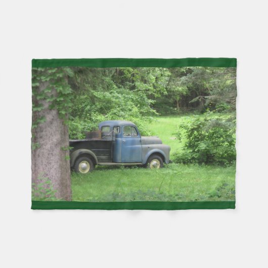 Couverture Polaire Camion bleu vintage (Devant (Horizontal))