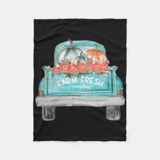 Couverture Polaire Camion Citrouille Fraîche De Ferme Joyeux Automne (Devant)