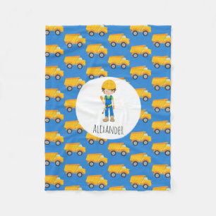 Couverture Polaire Camion de camionnette jaune bleu Boy Travailleur d