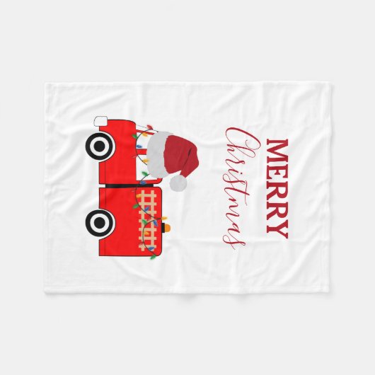 Couverture Polaire Camion de feu rouge de Noël (Devant (Horizontal))