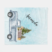 Couverture Polaire Camion de Noël avec de mignons animaux (Devant (Horizontal))