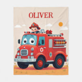 Couverture Polaire Camion feu mignon et pompier garçon (Devant)