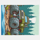 Couverture Polaire Camion Monster Vert dans la forêt (Devant (Horizontal))