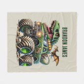 Couverture Polaire Camion monstre de garçons cool ajouter un nom  (Devant (Horizontal))