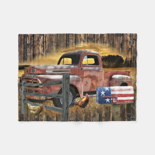 Couverture Polaire Camion rouge Vintage Camion rouge Camion agricole