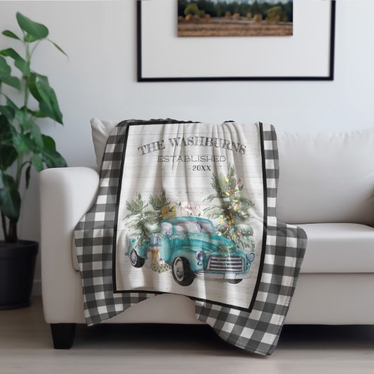 Couverture Polaire Camion rustique Bleu Farmhouse | Protection du nom