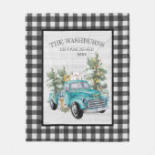 Couverture Polaire Camion rustique Bleu Farmhouse | Protection du nom (Devant)