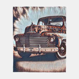 Couverture Polaire Camion Rustique Grunge - Une beauté Vintage