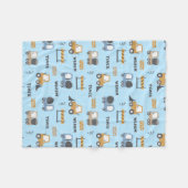 Couverture Polaire Camions de construction Motif bleu (Devant (Horizontal))