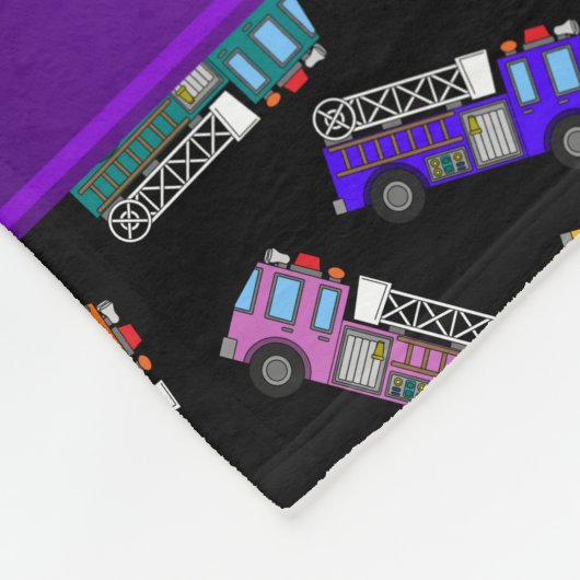 Couverture Polaire Camions de pompiers noirs nommés personnalisés (Coin)