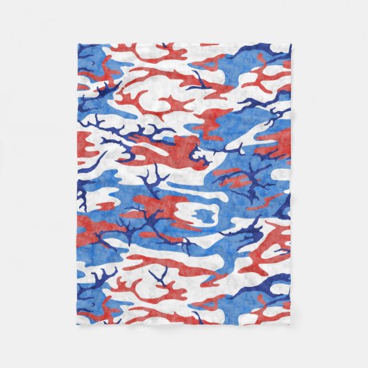 Couverture Polaire Camo blanc et bleu rouge affligé (Devant)
