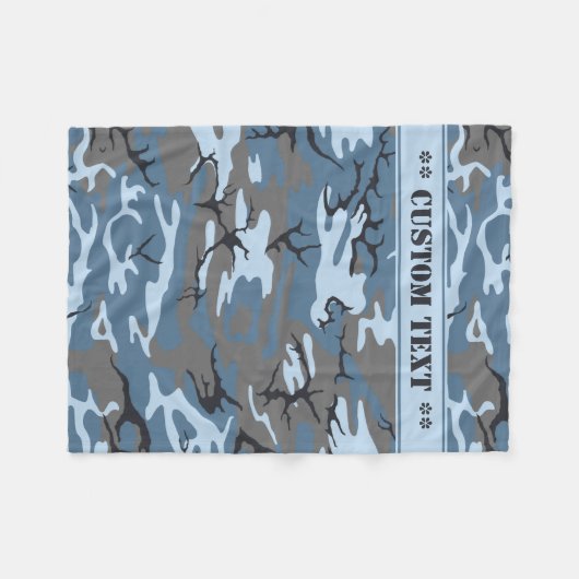 Couverture Polaire Camo bleu avec le texte fait sur commande (Devant (Horizontal))