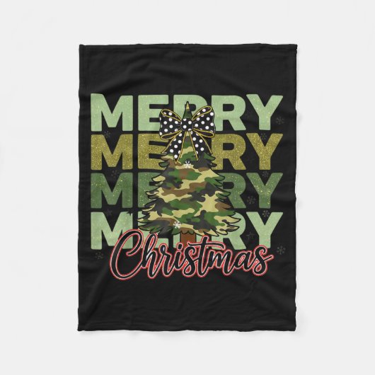Couverture Polaire Camo Merry Christmas Camouflage Christmas Tree Coq (Devant)