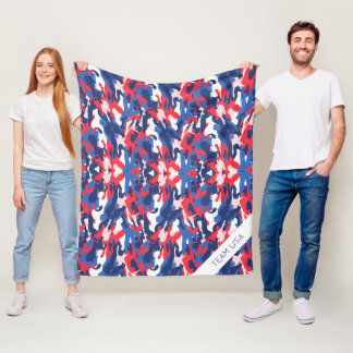 Couverture Polaire Camo Patriotique Rouge Blanc Bleu USA Liberté