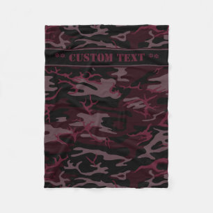 Couverture Polaire Camo rouge foncé avec le texte fait sur commande