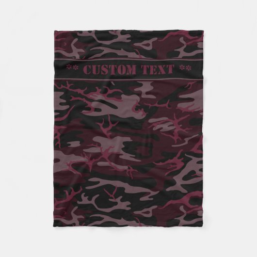 Couverture Polaire Camo rouge foncé avec le texte fait sur commande (Devant)