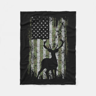 Couverture Polaire Camo Usa Drapeau Cerf Elk Buck Camoflage Chasse Po