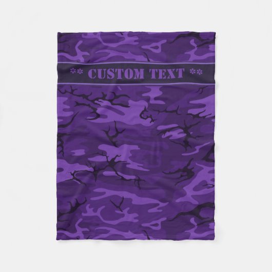 Couverture Polaire Camo violet foncé avec texte personnalisé (Devant)