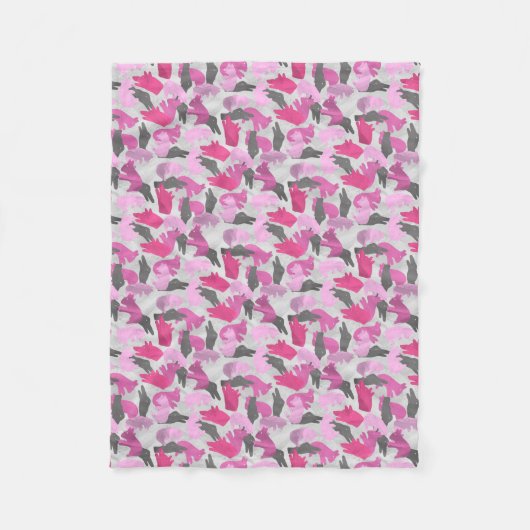 Couverture Polaire Camouflage animal Silhouette rose (Devant)