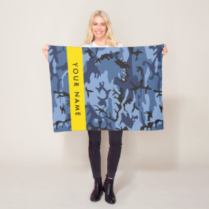 Couverture Polaire Camouflage bleu marine Votre nom Personnalisez