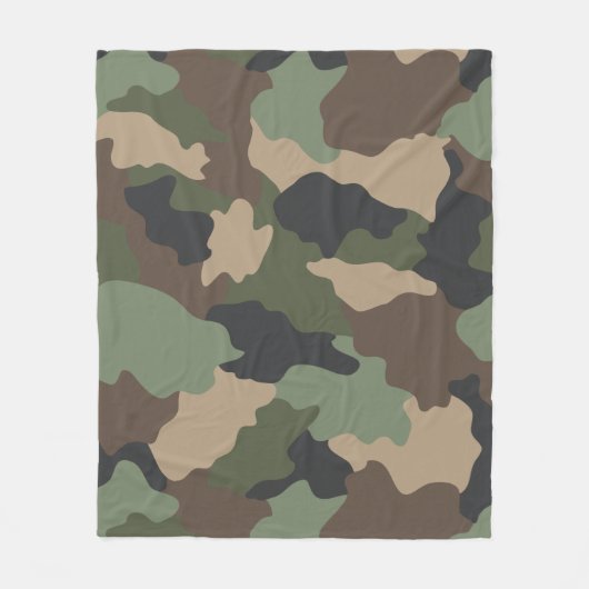 Couverture Polaire Camouflage Camo Kaki Vert Tan Noir Brown (Devant)