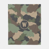Couverture Polaire Camouflage Camo Kaki Vert Tan Noir Monogramme (Devant)