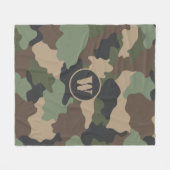 Couverture Polaire Camouflage Camo Kaki Vert Tan Noir Monogramme (Devant (Horizontal))